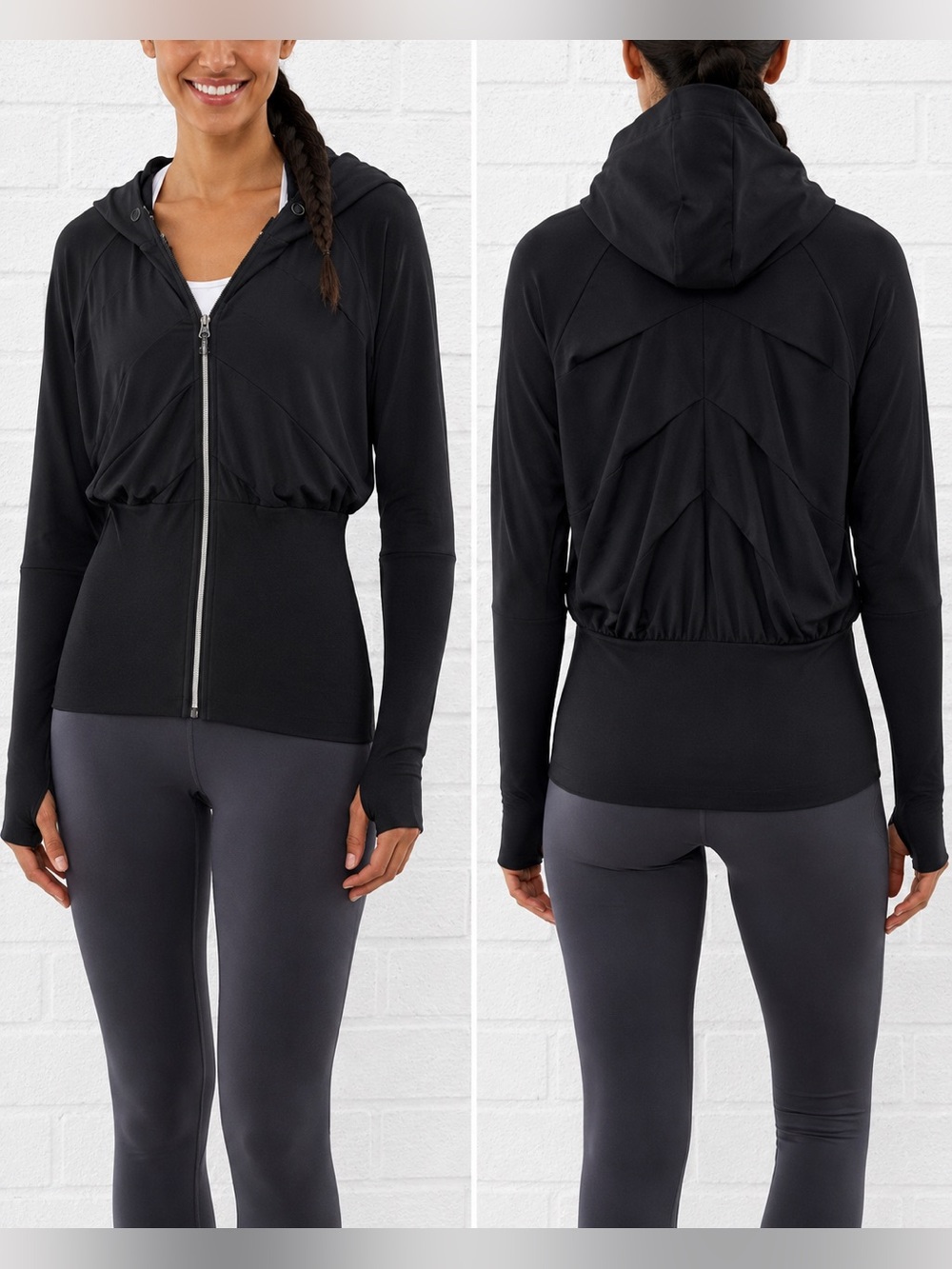 Lululemon Athletica Black Hooded Full Zip Jacket Size 8
